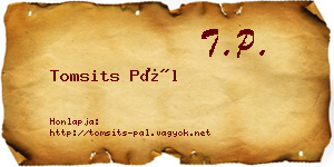 Tomsits Pál névjegykártya